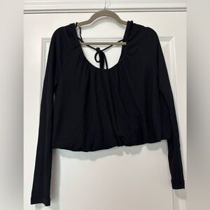 We The Free Free People Bondi Thermal Waffle Knit Womens Top Black Size Medium